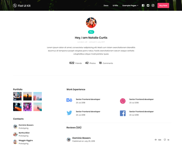 Profile page